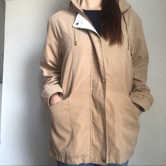Jackets & Blazers - Studio Works Tan Hooded Jacket Size Medium